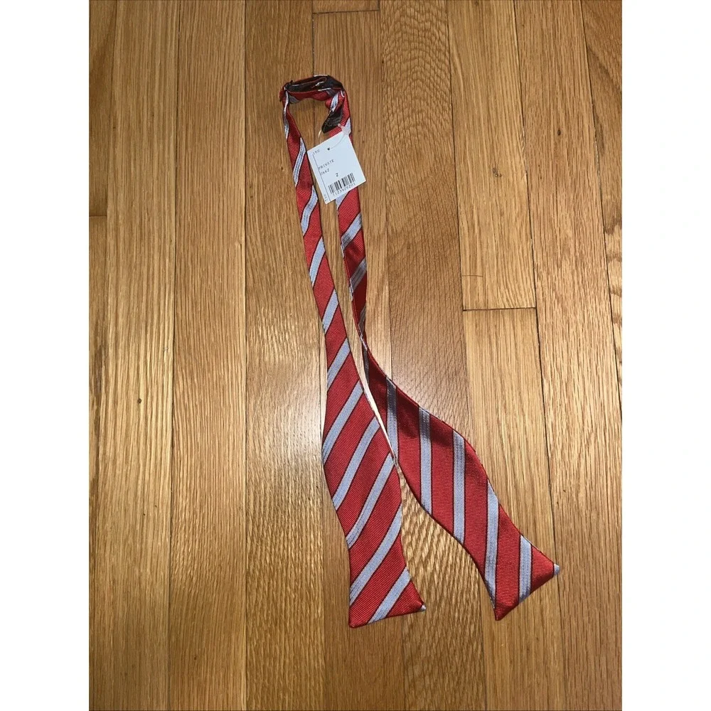 G. J. Cahn 100% Silk Striped Self Tie Adjustable Bow Tie Handmade‎ RED GJ